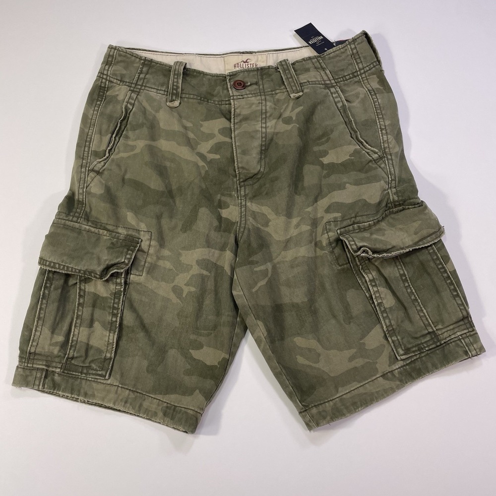 Hollister Camo Cargo Shorts Men's 30 (M.32) NWT 9.5" Inseam New Casual Summer